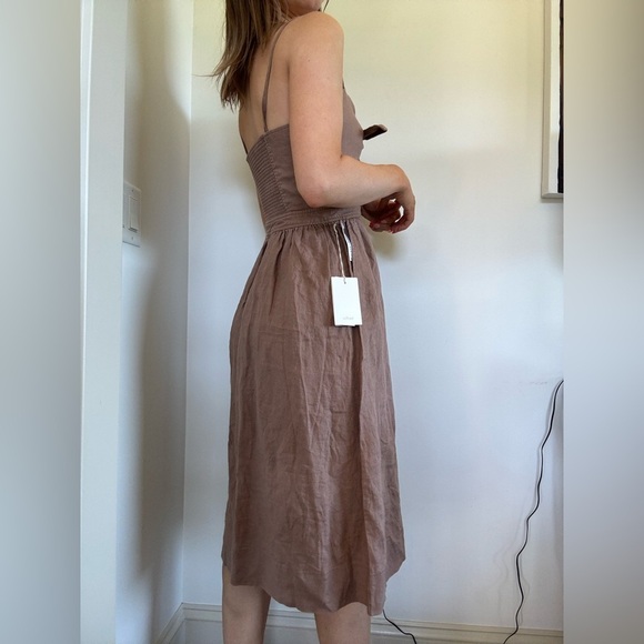 NWT- Aritzia brown Wilfred Adelina Linen Brown Dress- Size 4 - Picture 3 of 4